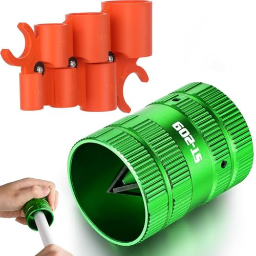 Bosiyrggrl Escariador Tubos Metálicos de 1/4 Pulgadas A 1-5/8 Pulgadas para Tubos Cobre/PVC, Medidor Profundidad 1/4 Pulgadas A 1 Pulgada, Herramienta Desbarbado y Kit Herramientas Plomería