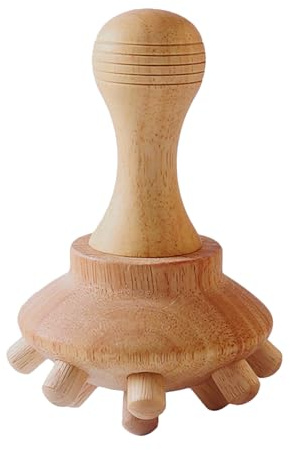 Appareil de massage manuel – 6,2 cm | Appareil de massage des champignons en bois | Appareil de massage de la tête | Relaxant musculaire en bois | Favorise la circulation sanguine | Thérapie spa