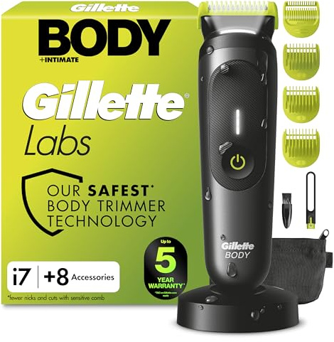 GilletteLabs i7 Body + Intimate Hair Trimmer for Men, 3 Body Combs