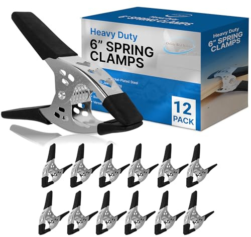 Online Best Service 12 Pack - 6 inch Spring Clamp Large Super Heavy Duty Spring Metal Black - 3 inch Jaw opening