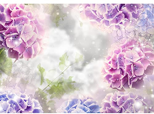 Runa Art Fototapete Blumen Hortensien 352 x 250 cm Vlies Tapeten XXL Moderne Wandtapete Wohnzimmer Schlafzimmer Violett Grau 9414011c