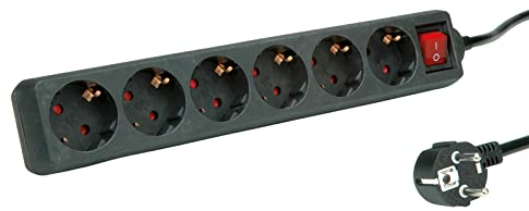 ROLINE Regleta de 6 Tomas con Interruptor, Negra, 10 m