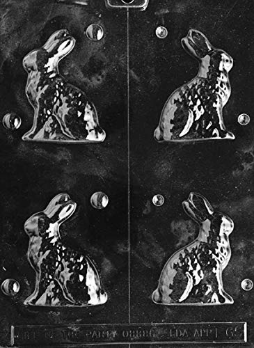 Grandmama's Goodies E065 Small Sitting Easter Bunny Chocolate Candy Soap Mold with Exclusive Molding Instructions … (Pack of 3)
