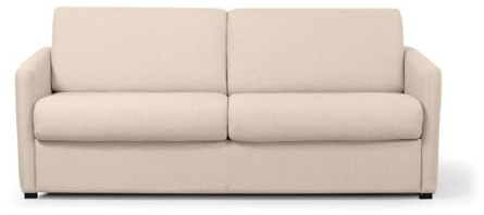 LOUNGITUDE - Agathe - Canapé Convertible - Express - 3 Places - Véritable Matelas - en Tissu - Beige -L178cm