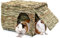 RANYPET Large Grass House for Guinea Pigs, Hand Woven Straw Hut Foldable Small Animal Play Hideaway Bed with Double Openings Playhouse for Bunny Guinea Pig Chinchilla Ferret