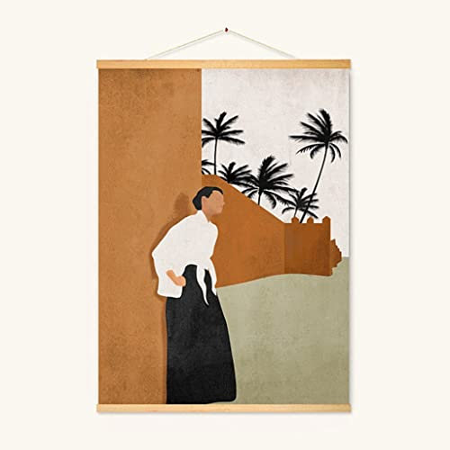 Posterleiste Holz Magnetische Poster Aufhänger Rahmen, Leinwand Wandkunst Poster Und Holz Scroll Hang Wand Dekor, Leinwand Kunstwerk, Einfache Verwendung Wandbild (Color : B, Size : 50X70CM)