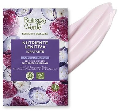 Bottega Verde - Estratti di Bellezza, Maschera Impacco Monodose, 8 ml, con Mirtillo e Lampone, Nutriente, Lenitiva, Idratante, per Pelli Secche o Delicate