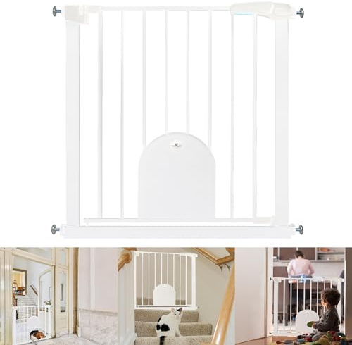 YRHome Dörrskyddsgaller utan borrning, trappgrind, trappskydd för barn, baby, dörrgaller med skjutgrind för hundar och katter, automatisk stängning, 180° tvåvägsöppning, baby, skyddsgaller, 75–85 cm,