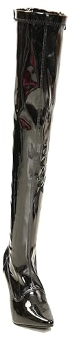 Womens Thigh HIGH Kinky Fetish Stiletto Heel Shoes Pointed Toe Full Side Zip Over The Knee Boots For Ladies Size 3-12 UK Black 4