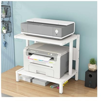 YFAURNDE Druckerständer,Druckerhalter,2-Ebene Druckertisch,Desktop Drucker Stand,Druckerständer Schreibtisch,Lagern Sie Büromaterial, Schreibwaren, Dokumente usw.(White Frame White,51cm)