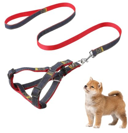 Lot de 2 Y pour Chien Harnais Anti Traction pour Chien, Rouge pour Chien Harnais Chiot, Convient aux Chiens de 8 à 15 kg (avec Laisse).