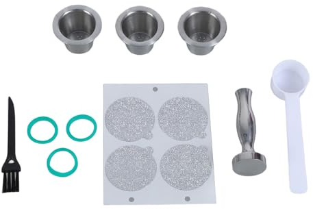 ZHAPEG Caffettiera ricaricabile in acciaio inox con capsula per caffè espresso con filtro a cialde con manomissione e cucchiaio