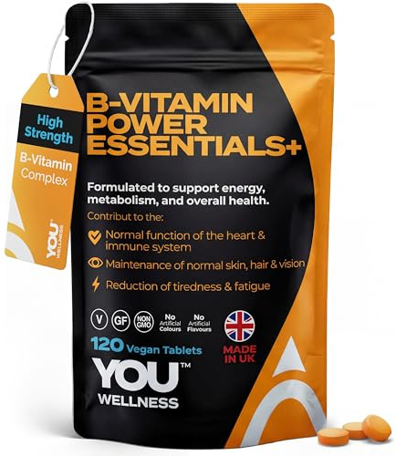 YOU WELLNESS Vitamin B Complex | Complete VIT B Formula with Vitamin B12, B1, B2, B3, Biotin & Folic Acid, Reduces Tiredness Supports Energy & Immune System |120 Tablets UK Made