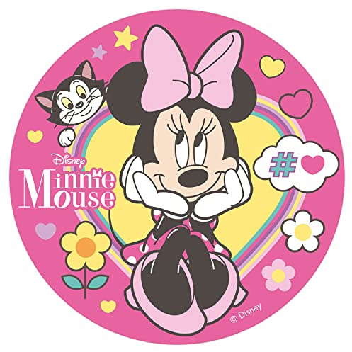 Dekora - Decoration Gateau Anniversaire Feuille Azyme de Minnie Mouse - 20 cm Diametre