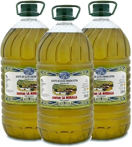 Extra Virgin Olivolja - Hojiblanca - 3 flaskor à 5 liter (15 L) - Kallextraktion - Traditionell olivlund - Subbética Rute Natural Park, Córdoba, Andalusien - [PRODUKT FRÅN SPANIEN]