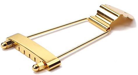 Alnicov 6-saitige Gitarren-Trapez-Saitenhalter Steg für Jazz Archtop-Gitarre, Ersatz – Gold