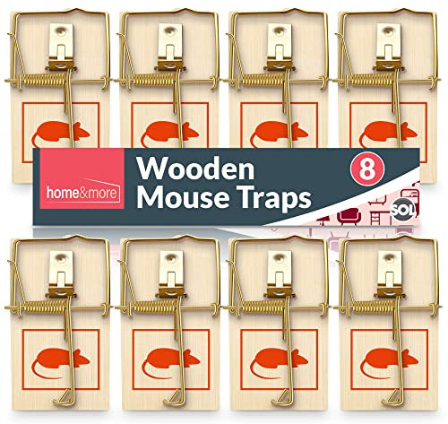 SOL 8pk Wooden Mouse Traps, Durable Reusable Snap Traps for Mice and Mousetrap Rodent Control. Effective for Indoor Use in Homes and Offices, Designed for Reliable and a Pest-Free Environment
