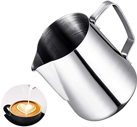 600ml Bricco Latte Montalatte Lattiera in Acciaio Inox 304 Bollitore Latte Baristas Schiuma di Latte Brocca per Cappuccino, Espresso, Latte Art Milk Frother Jug