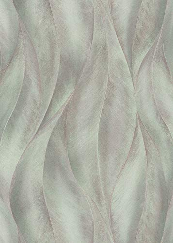 bricoflor Carta da parati verde turchese con foglie, elegante carta da parati in tessuto non tessuto con motivo a foglie, ideale per sala da pranzo e soggiorno