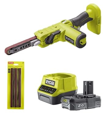 Pack RYOBI Lime électrique 18V One+ R18PF-0 - Kit 3 bandes abrasives - 1 batterie 2.0Ah - 1 chargeur