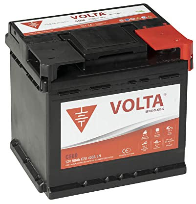 Bateria de Coche Classic - Borne +Dcha - Medidas Largo 207 x Ancho 175 x Alto 175 mm con 2 años de Garantía - Fabricación Europea. (50Ah 400A)