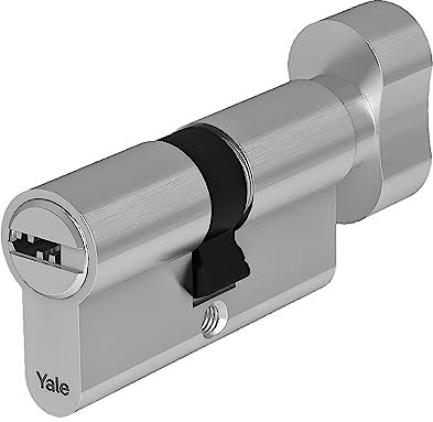 Yale Cilindro Europeo di alta sicurezza con pomolo per serratura YC104KD305004N1 Nichelato, 30/50mm, 4 Chiavi