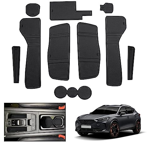 GAFAT Kompatibel mit Cupra Formentor 2022 2023 2024 (Elektronische Automatik) Antirutschmatten, Formentor Gummimatten, Mittelkonsole Matten, Türnaht Matten [Nicht für Schalthebel] (Schwarz)