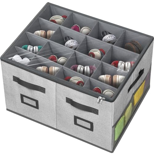 VERONLY Shoe Organizer for Closet, 16 Pairs Large Shoe Box Storage Containers, Fabric Foldable Shoe Storage Bins with Clear Cover, Adjustable Dividers for Shoes