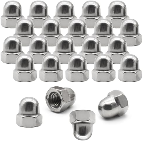 Aoyswuz 30 Pcs M6 Dome Cap Nuts 304 Stainless Steel Acorn Dome Head, Dome Head Hex Lock Nuts for Fastening Various Bolts(M6)