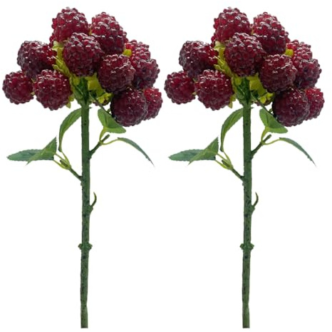 MINGZHE 2 Piezas de Frambuesa Artificial, Bayas de Frambuesa, Decoración de Frutas Falsas, Bayas Artificiales, Decoración de Bayas de Frambuesa Artificial(#2)