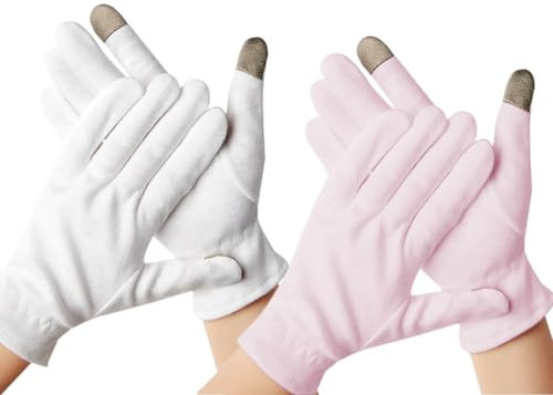 NTRUXZP guanti idratanti touch screen 2 paia cotone notte eczema lozione riparazione ruvida screpolata