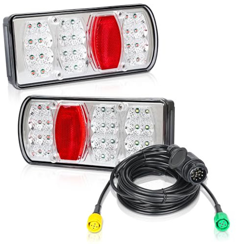 TEOV 12V LED Anhänger Rücklicht Set, E-Geprüfte 13-Pin Stecker Rücklicht Anhängerbeleuchtung, mit 5M Kabel, für Anhänger Wohnmobile Transporter