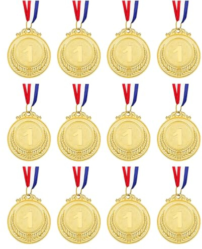 SULOLI 12 Stück Medaillen für Kinder,Gewinner Goldmedaillen, Fussball Goldmedaillen für Schule,Sportstag,Kindergeburtstag Party,Spiele…
