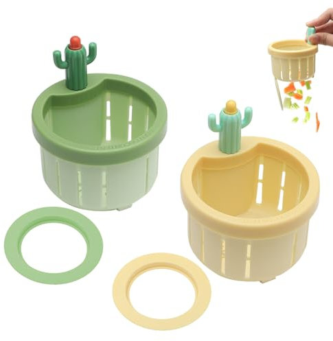 2 filtri di scarico da cucina, 2024 Cactus Kitchen Sink Drain Strainer con 2 distanziatori, filtro per lavabo, cactus, lavello da cucina, filtro per lavello, adatto per lavandini oltre 7,8 cm (giallo