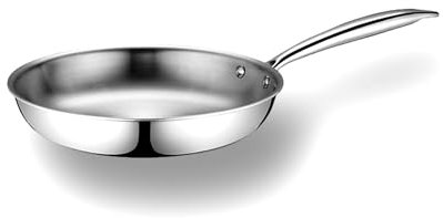 Cflagrant® Poêle en Acier Inoxydable Premium Triply Inox 18/10 sans PFAS/PFOA/PTFE/Cadmium et Sans Revêtement Antiadhésif (24cm)