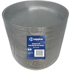 Coppice Shallow Perforated Aluminium Foil Pie Dish for Baking, Serving & Food Storage | 18cm x 2cm | Freezer, Microwave, Air Fryer & Oven Safe (100)