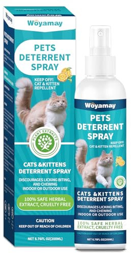 Woyamay Spray Repellente per Gatti, Spray Disabituante Gatti per Interni ed Esterni, Spray Disabituante per Gatti, Tenere Gli Animali Domestici Fuori dalle Aree, Proteggere Mobili, Divani, 200ml