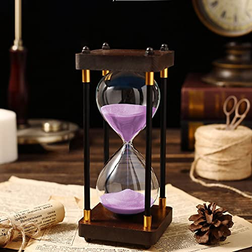 Sablier, sabliers, Sablier de décoration en Bois, décoration de Bureau à Domicile, Cadeau d'anniversaire de noël, Bureau, Chambre à Coucher, fête, Vacances(Purple,8.5 * 19CM)