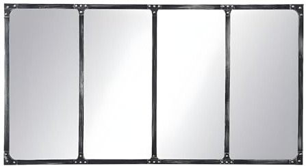 Vente-unique - Miroir fenêtre Industriel en métal - L. 140 x H. 75 cm - Noir - MAASTRICHT