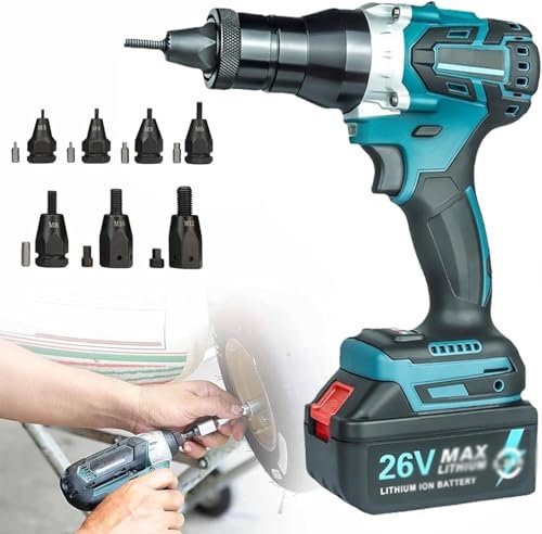 Pistola de tuercas remachadora eléctrica inalámbrica, herramienta remachadora de aire portátil automática con conmutación manual/automática para aplicaciones de telecomunicaciones