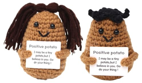 KEMUZ Patate Positive Française (Lot de 2) - Peluche Mignonne Laide pour Cadeau Original, Anti-Stress et Décoration Bureau, Idée Cadeau pour Ados et Adultes, Gadget Insolite pour Bonne Humeur