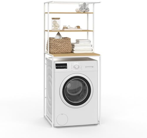 IDMarket - Scaffalatura DETROIT in metallo bianco sopra la lavatrice