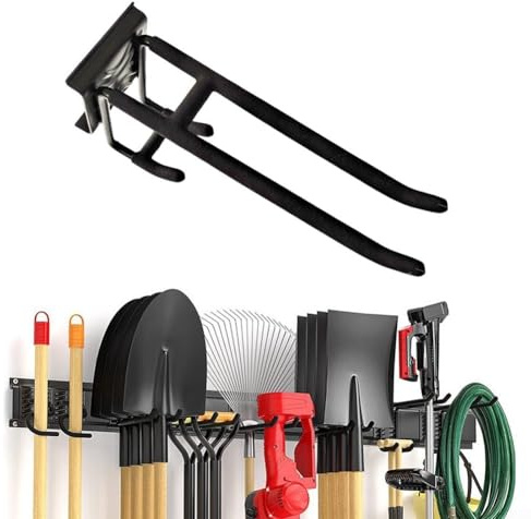Heavy Duty Garage Tool Organizer Wall Mount Tool Holder with Adjustable Carbon Steel Hooks for Shed Storage Solutions, Garden Tool Rack and Workshop Organization(C)