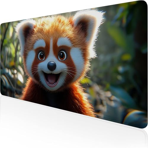 Alfombrilla Ratón XXL 1200x600x3mm, Marrón Alfombrilla Escritorio Mapache Mouse Pad Gaming con Impermeable e Antideslizante Almohadilla Teclado, Protector Escritorio Ideal para Oficina Regalos D1-524