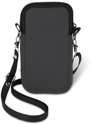Pwsap Phone Sock 2 Layers, Waterproof Neoprene Phone Pouch with Strap, Universal Shock & Impact Resistant Bag for Smartphone, Compact Sleeve Case fit to 7 for Travel Hiking, Gift for Men Women, Gray