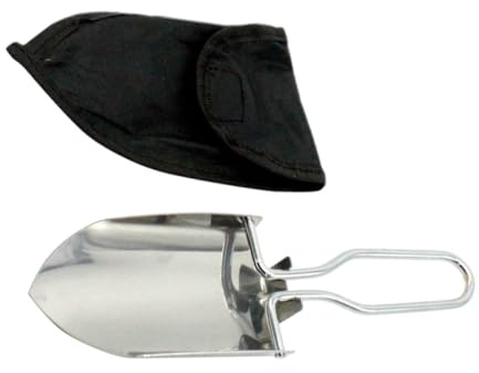 MOTHNUR Pala de Jardín Plegable de Acero Inoxidable Ligera con Mango Antideslizante y Bolsa de Almacenamiento para Camping y Eliminación de Barro