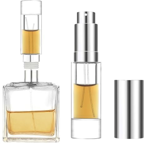 MUB Perfume Travel Refillable Atomizer Bottle 5ml Glass Overmolding Unique Top-Filling Leak-Proof Spray Bottle Atomizer Sprayer for Perfume Cologne Mini Travel Size Empty Pocket Portable (Clear)