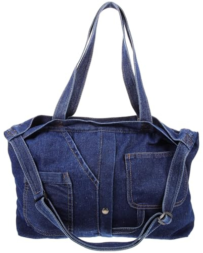 Uonlytech Borsa in Tela di Denim per Donna Grande Capacità Tracolla Comoda Stile Vintage Versatile per Uso Quotidiano e Outfit da College