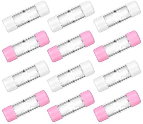 FIXOSHEE 12 Pièces Étui à Lentilles Étanche Rigide pour Lentilles Perméables aux Gaz Rgp Lot de 12 Compact et Portable pour Voyage Rangement Marqué Gauche/Droite Facile à Nettoyer pour