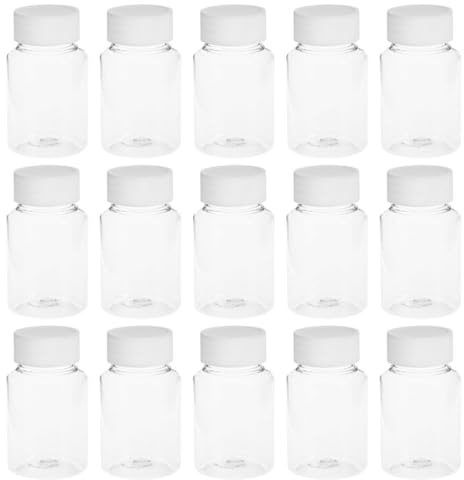 DIKACA Botellas de Plástico Transparentes Rellenables de 80 Ml, 22 Unidades, Boca Ancha para Líquidos y Polvos, Organizador Versátil para Viaje, Contenedores para Medicamentos
